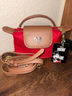 Viral Disney Mickey Mouse Mini Crossbody Bag Red Tan Trim TJMaxx Tiktok NWT
